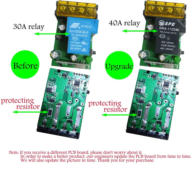YETOR Remote Control Switch 12V,DC 12V/24V/ 40A Relay Wireless Switch with 984FT Long Range for Water Pump,Lamp,Motor,Fans,Anti-Theft Alarms, Security Systems. - Image 5